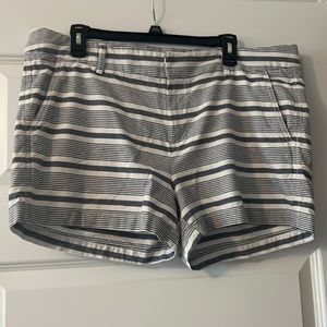 Khaki by Gap striped shorts 16 plus size flat front shorts blue & white nautical